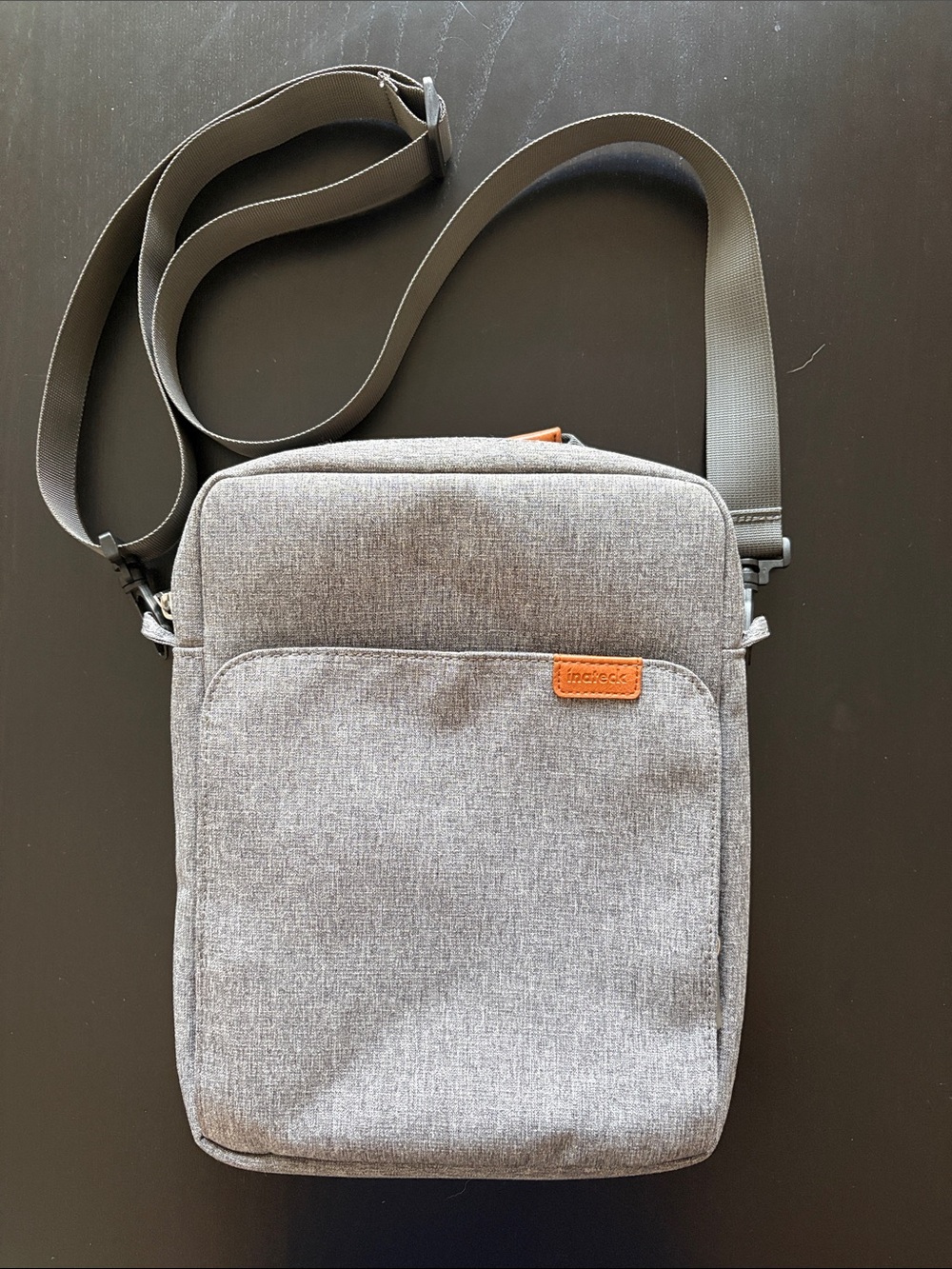Gray Crossbody Messenger Tablet Bag with Adjustable Strap